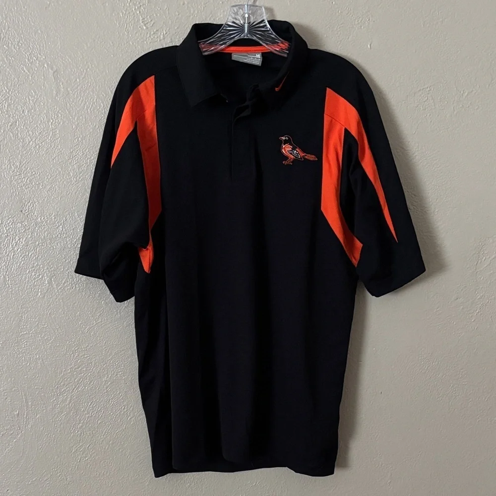 Men’s Nike MLB Baltimore Orioles Polo Shirt, Black/Orange, Medium